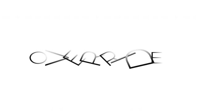 Minimalist glitch animation of the word override on white background
