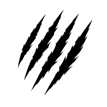 Black claw scratches marks isolated on white background. Monster or wild animal claw slash, vector illustration.