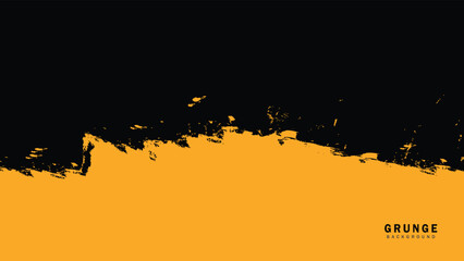 Fototapeta premium Bold yellow and black two-tone abstract grunge vector background with horizontal paint divider and distressed texture