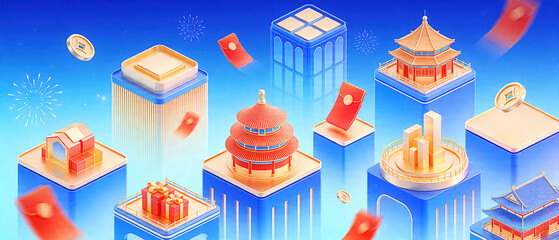 Fototapeta premium Chinese City Landmarks