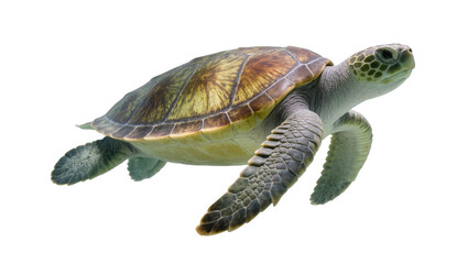 Green Sea Turtle Swimming with Textured Shell and Flippers © Marigold