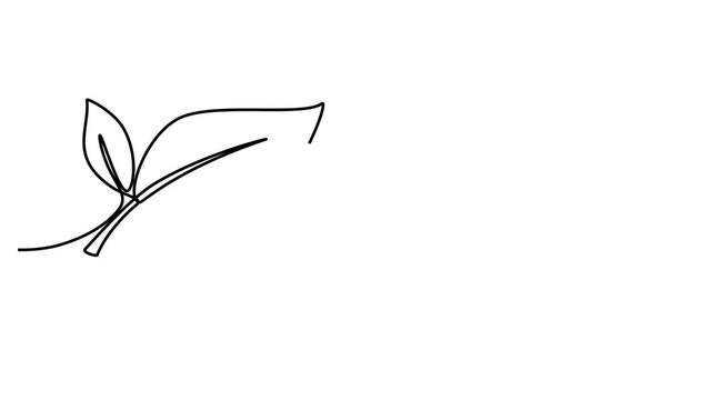 Continuous one line of a leaf merging into water drop, symbolizing eco care in editable stroke, style hand drawing vector illustration.