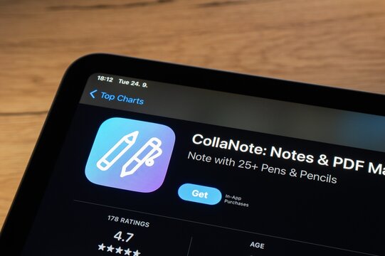 Apple app store with CollaNote note-taking app to be installed