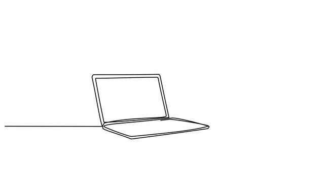 Continuous one line of a laptop merging into wifi, symbolizing connectivity in editable stroke, style hand drawing vector illustration.