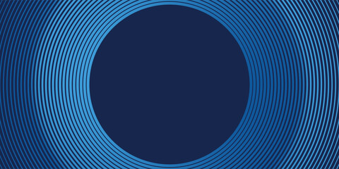 Abstract blue glowing geometric lines on dark blue background. Modern shiny blue circle lines pattern. Futuristic technology concept. © kaira
