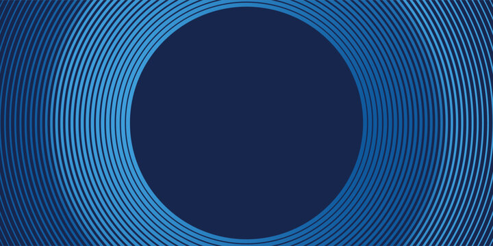 Abstract blue glowing geometric lines on dark blue background. Modern shiny blue circle lines pattern. Futuristic technology concept.