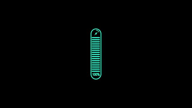 Modern battery charging animation with smooth progress bar and glowing UI effects. Clean and minimal mobile interface design showing fast charging, battery percentage increase, and energy flow.
