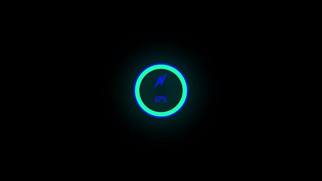 Modern battery charging animation with smooth progress bar and glowing UI effects. Clean and minimal mobile interface design showing fast charging, battery percentage increase, and energy flow.