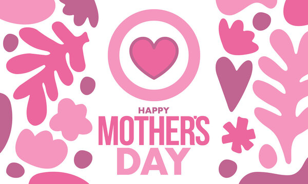 Happy Mother's Day. Pink Heart and pink background. Motherhood. International holiday. Celebration poster. Greeting card. Social media design. Vector illustration