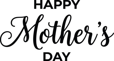 Happy Mothers Day elegant black script typography for holiday greeting cards and festive social media posts © HELP ME