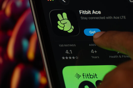 Dhaka, Bangladesh- 24 Oct 2025: A iPad screen displaying the fitbit ace app on App store.