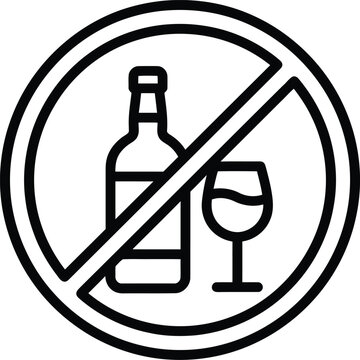 No Alcohol Sign Icon Prohibiting Wine And Liquor Consumption For Public Places