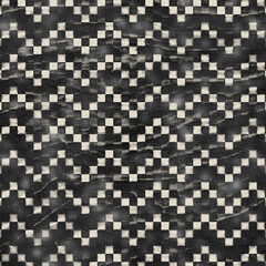 Fototapeta premium Seamless Black and White Marbled Mosaic Pattern with Chevron Geometric Grid