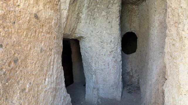 Entrance to an Etruscan Tomb with a Stone Ceiling in Cerveteri