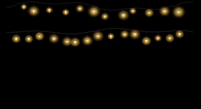 Warm string lights arranged in festive diagonal patterns against a dark background.