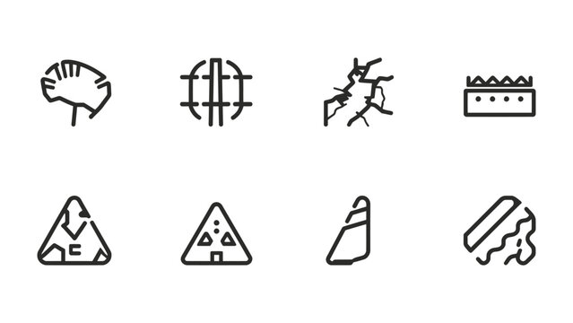 Graphic Icons Set: Collection of unique linear icons representing various abstract concepts and design elements, each a minimalistic masterpiece. 