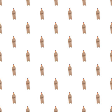 Religious monks in traditional robes creating a spiritual illustration pattern