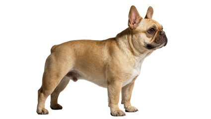 Obraz premium Fawn French Bulldog Standing Profile View Showing Body Structure