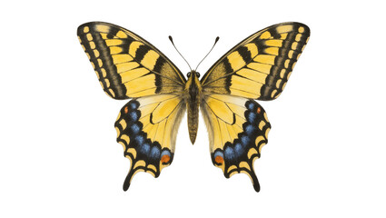 Yellow Eastern Tiger Swallowtail Butterfly with Black Blue Wing Markings © Cedric
