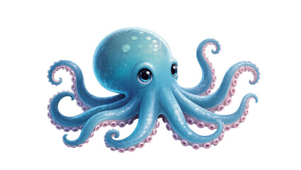Blue cartoon octopus with large eyes and curled tentacles © Cedric