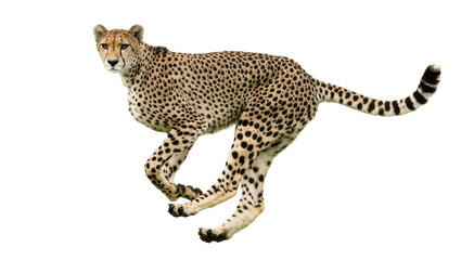 Spotted Cheetah Running Mid-Stride with Extended Tail and Paws © Cedric