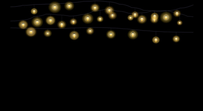 Curved string lights form an elegant pattern with a bright golden glow.