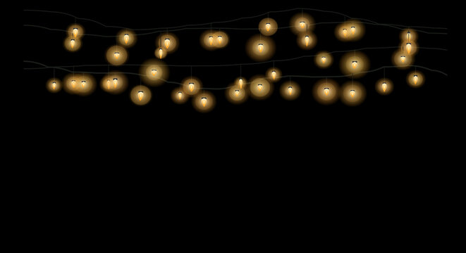Warm string lights create a cozy ambiance against a dark background.
