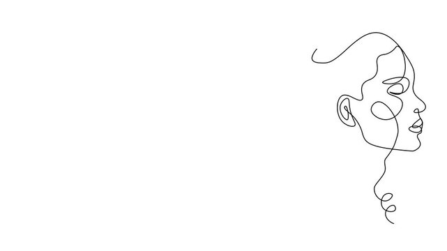 Continuous one line of a woman's face in editable stroke, style hand drawing vector illustration.