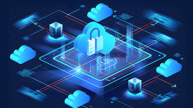 Secure cloud computing system with digital padlock and connected network infrastructure