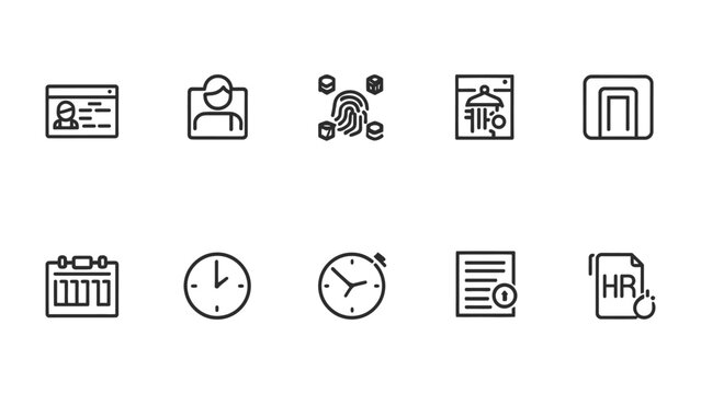 Icons for employment: Minimalist illustrations of employment-related icons including user ID, fingerprint, and other work and HR symbols