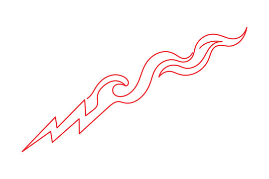 Red lightning bolt with wavy lines and zigzag pattern