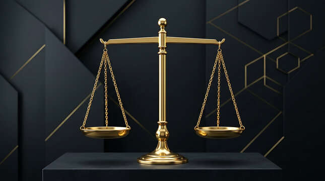 Golden Scales of Justice on Black Background