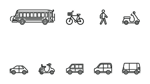 Public Transportation Icons: A curated collection of essential public transportation icons, offering a glimpse into various modes of transport in a city.