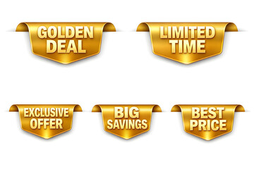 Fototapeta premium Golden sale banners with exclusive offer and limited time discounts