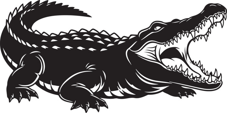 Black crocodile with open mouth