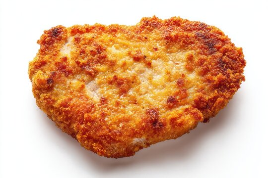 Isolated pork cutlet with golden crust