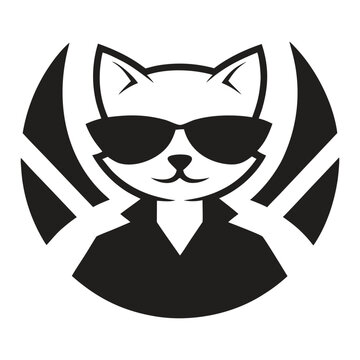 Cool Cat Vector Illustration Logo Stylish Creative Design