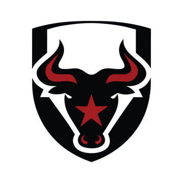 Aggressive Bull Head Shield Vector Illustration Logo Branding