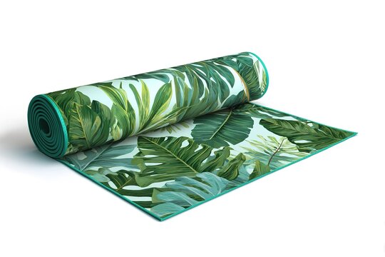 tropical palm leaf print table runner with green mats