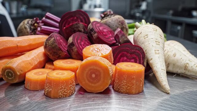 Colorful Assortment of Fresh Root Vegetables Ready for Cooking