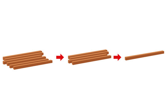 角材が減少していく木材不足と供給低下のコンセプトイラスト