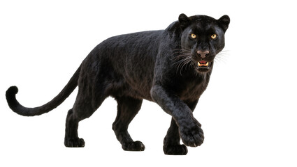Black Panther Walking with Long Tail and Yellow Eyes © Elowen