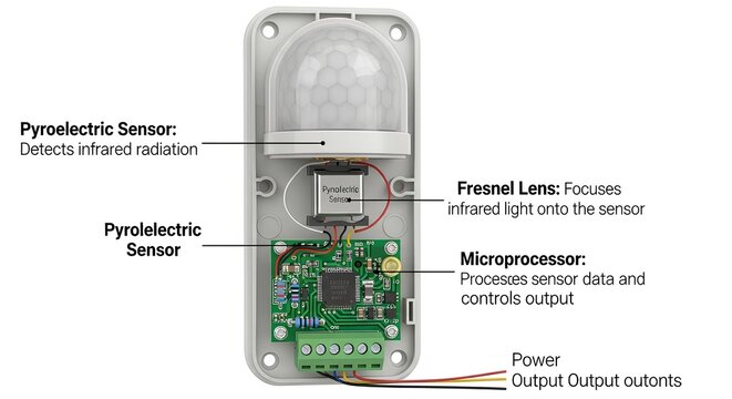 Internal components of a motion sensor device diagram
