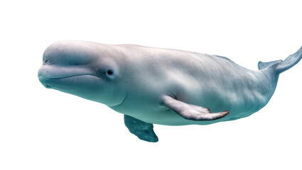 Pale gray aquatic mammal Beluga swimming in water © Elowen