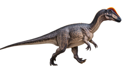 Fototapeta premium Grayish-blue Jurassic Dinosaur with Red-orange Crested Head