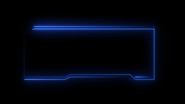 Neon frame progression three stages of glowing blue rectangular border