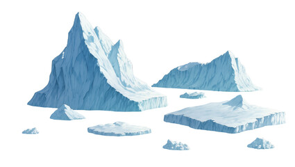 Blue glacial icebergs and floes in arctic waterscape © Elowen