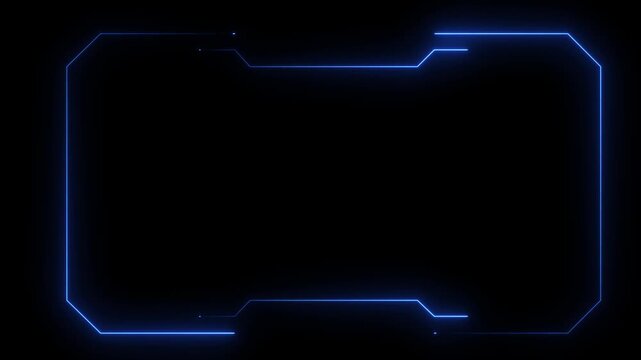 Neon blue holographic frame sequence futuristic interface elements