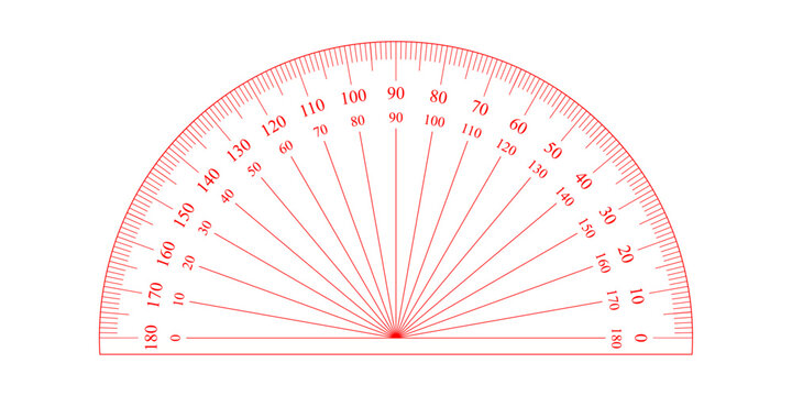 Red Protractor Vector Illustration for Mathematical Measurement Geometry and Technical Drafting Design