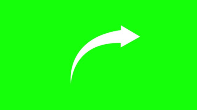 White arrow moving upwards on green screen background video clip